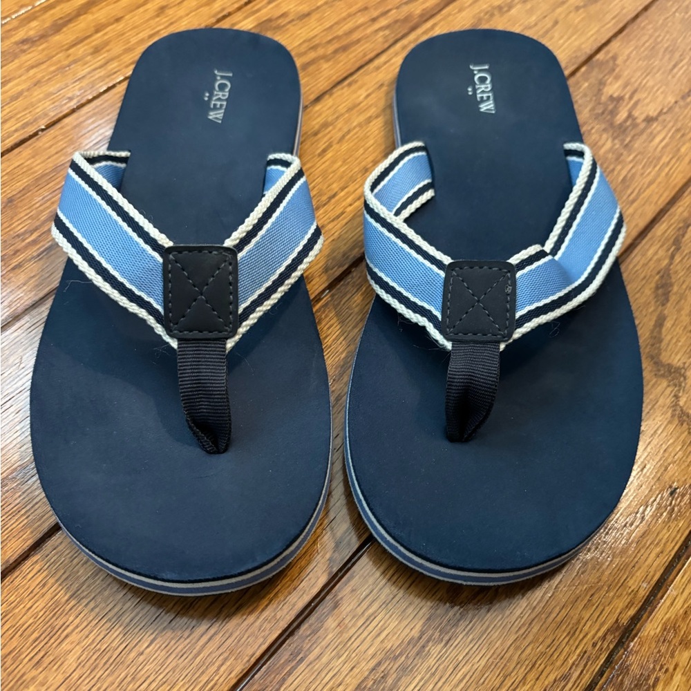 J. Crew Navy and Light Blue Flip Flops